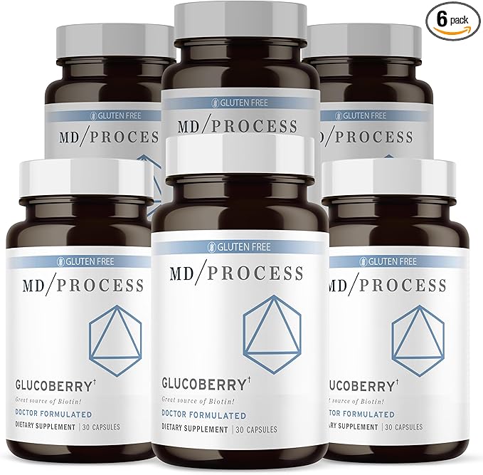 GlucoBerry by MD Process - Maqui Berry Extract with Chromium Picolinate for Blood Health Support - with Biotin and Gymnema Sylvestre - Doctor Formulated - 30 Capsules, 6 Pack