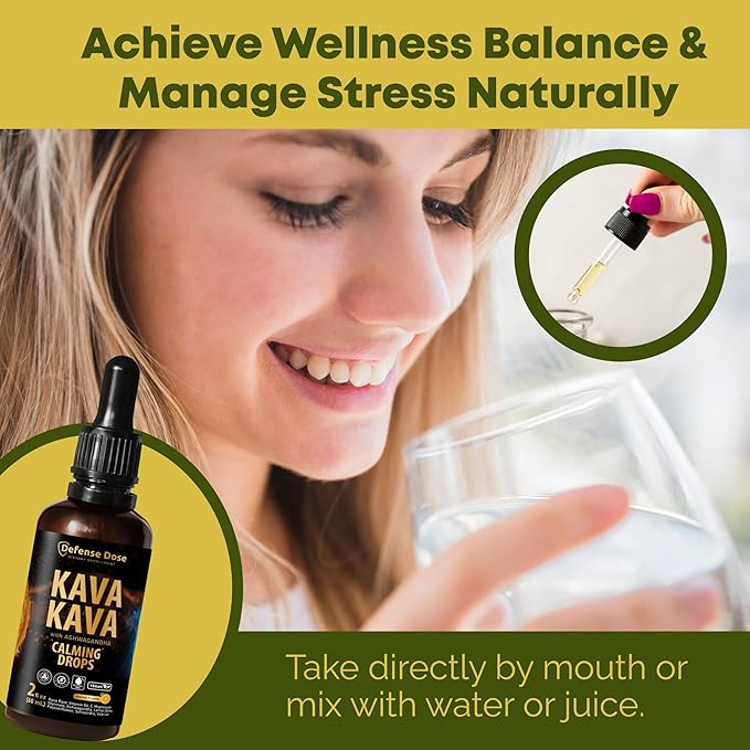 Kava Kava Ashwagandha Extract Liquid Drops - Calming Adaptogen Tincture Supplement with Valerian Root Passionflower Lemon Balm for Mood Sleep Stress Support - Alcohol-Free Vegan Gluten-Free Non-GMO