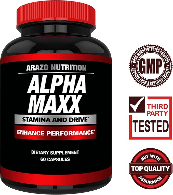 Arazo Nutrition Alphamaxx Health Supplement - Ginseng, Muira Puama, Tribulus - 60 Herbal Pill