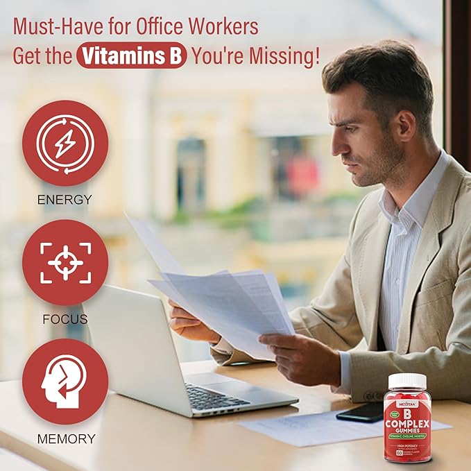 Vitamin B Complex Gummies, Vegan Vitamin B Gummies with 2000 mcg Methyl B12, Methyl Folate | Plus Choline + Inositol, Vitamin C + Zinc - 120 Cts