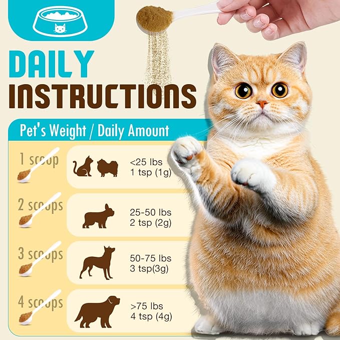 Organic Mushroom Supplement Powder for Dogs & Cats – 11 Mushroom Complex with Turkey Tail, Reishi & Cordyceps, Supports Lipoma, Lumps & Bumps Relief, Immune & Skin Health, 120g