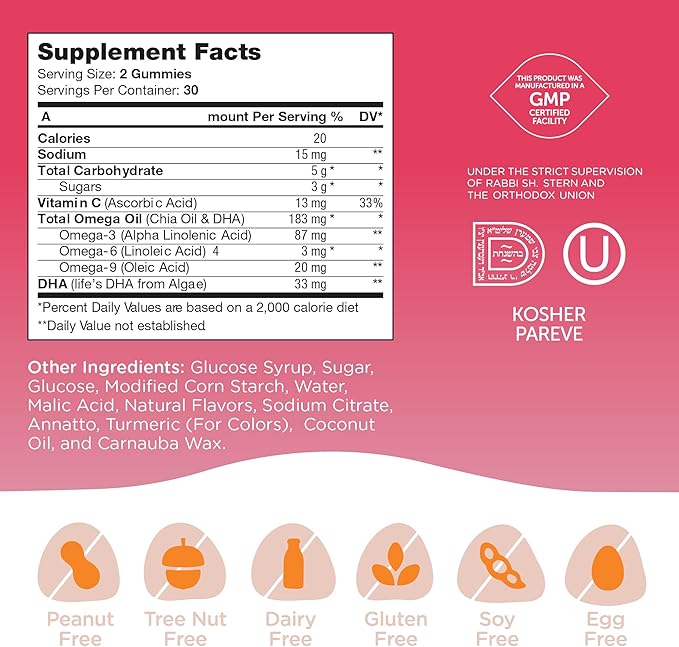 Zahler - Chapter One Omega 3 Gummies for Kids with No Fish Oil (60 Count) - Kosher Omega 3 6 9 Fatty Acids, EPA, DHA - Easy to Take Omega 3 Supplement for Healthy Growth, Development & Brain Function