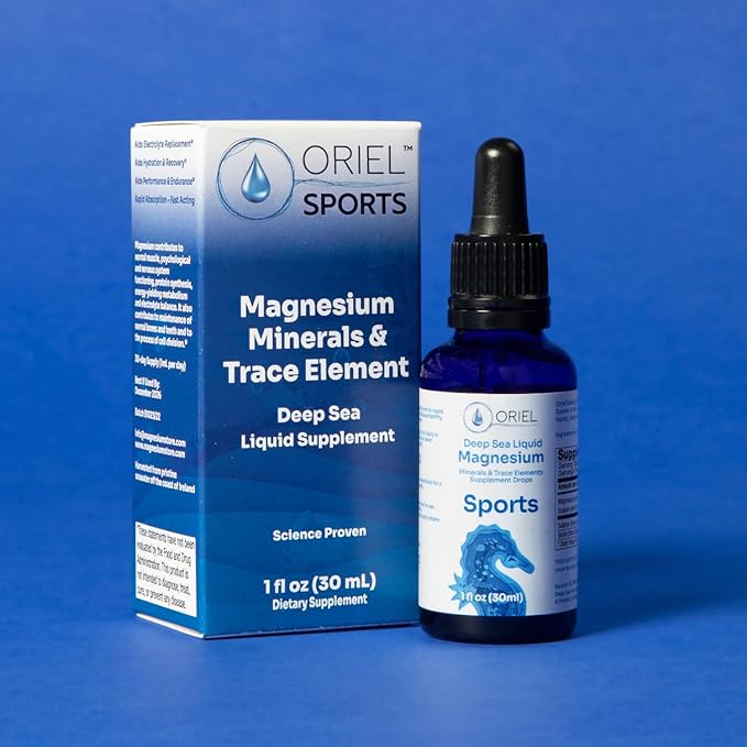 Oriel Liquid Magnesium Drops for Sports, Rapid Absorption, Free Ion Magnesium, Minerals and 78 Trace Elements, Supports Normal Electrolyte Balance, Performance, Endurance, Recovery, 30ml 30-Day Supply