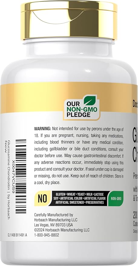 Doctor's Way Glucosamine Chondroitin Turmeric MSM | 200 Caplets | Advanced Support Complex | Non-GMO, Gluten Free Supplement