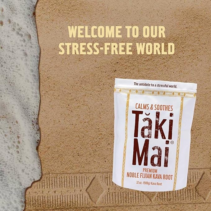 Taki Mai Traditional Kava Kava Powder 32oz – Premium Kava Root Powder with High Kavalactone Content for Relaxation, Stress Relief, Calmness and Sleep Support
