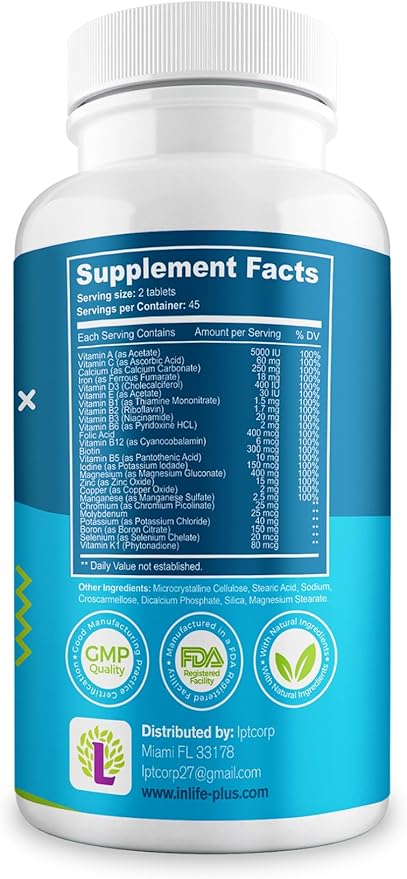 Multivitamin with 25 Vitamins & Minerals (90 Tablets) | Immune, Energy & Cognitive Support | Daily Vitamins for Woman and Men | Antioxidants, Zinc, B-Complex, Calcium, D3 (1)