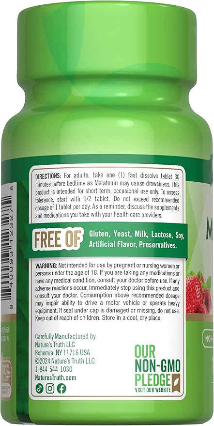 Nature's Truth Melatonin 12 mg | 150 Tablets | Quick Dissolve Vitamin | Natural Berry Flavor | Non-GMO & Gluten Free Supplement for Adults