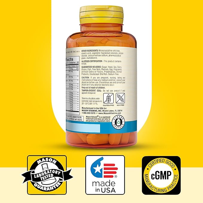 MASON NATURAL Super Energy with Guarana, Panax Ginseng & Kola Nut - Herbal Complex Formula to Support Optimal Performance & Energy*, 60 Tablets