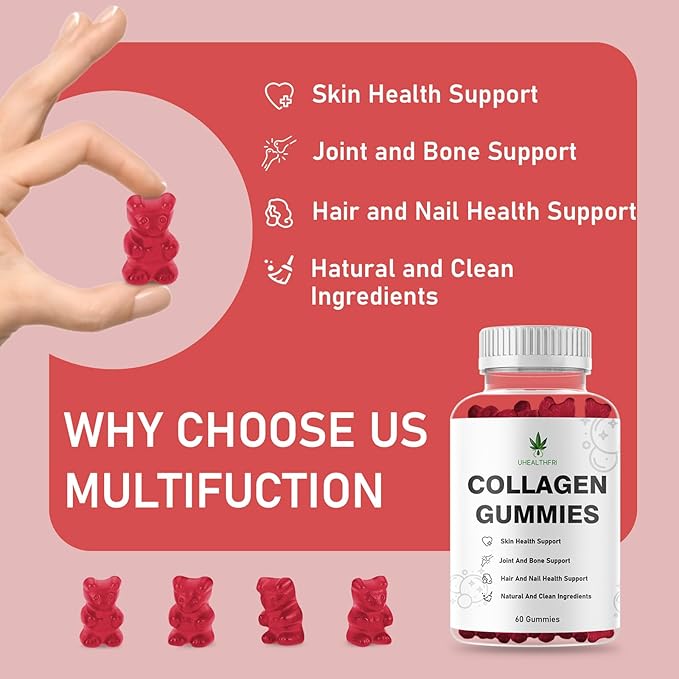 Collagen Peptides Gummies - Collagen Gummies with Peptides Type I II III V X Peptides for Hair Skin & Nails - Hydrolyzed Collagen for Women and Men (1)