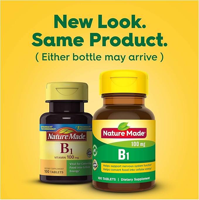 Nature Made Vitamin B1 100 mg, Dietary Supplement for Energy Metabolism Support, 100 Tablets, 100 Day Supply