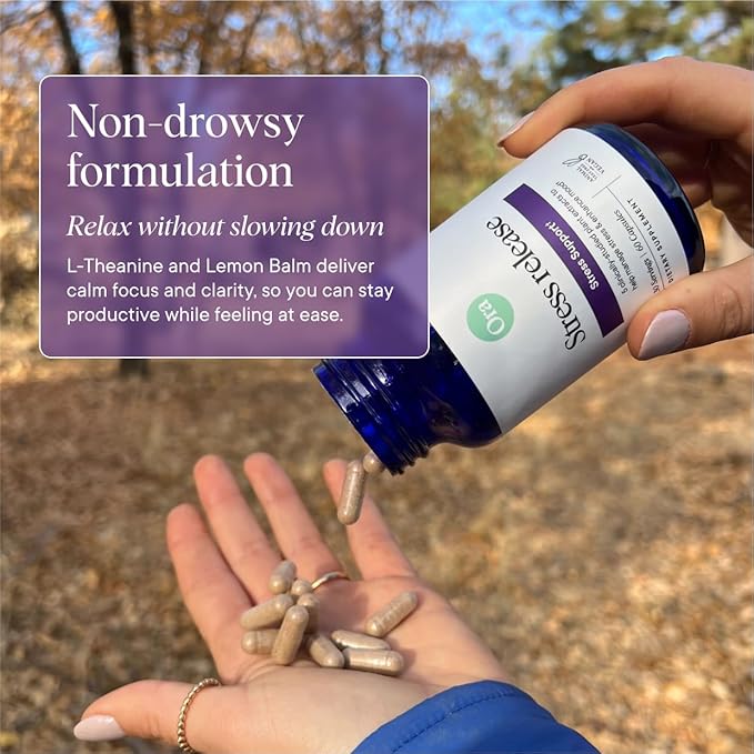 Ora Organic - Stress Relief Supplement - Supports Mood & Mental Focus - Feel Calm & Relaxed - Sensoril Ashwagandha, Saffron, Ginseng, L-Theanine, Lemon Balm - 60 Capsules