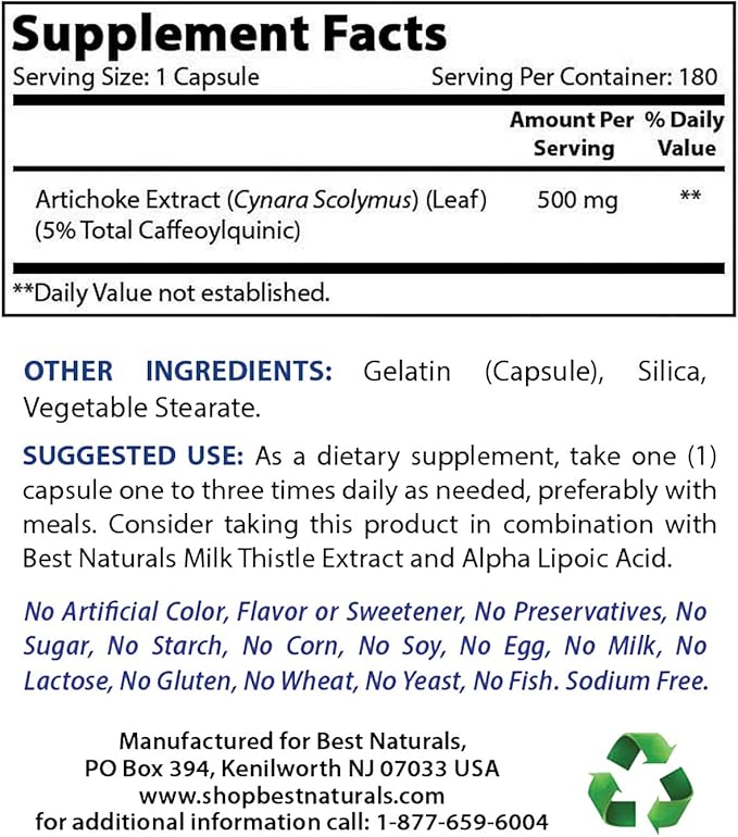 Best Naturals Artichoke Extract 10000 mg & Magnesium Oxide 500 mg