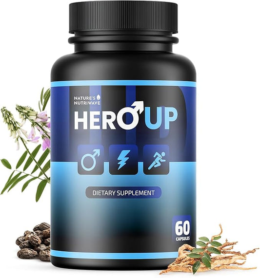 HeroUP - Natural Wellness Supplement with Plant-Based Ingredients – Non-GMO, Stimulant-Free | Made in The USA, GMP-Certified | 60 Capsules, 1 Month Suppy