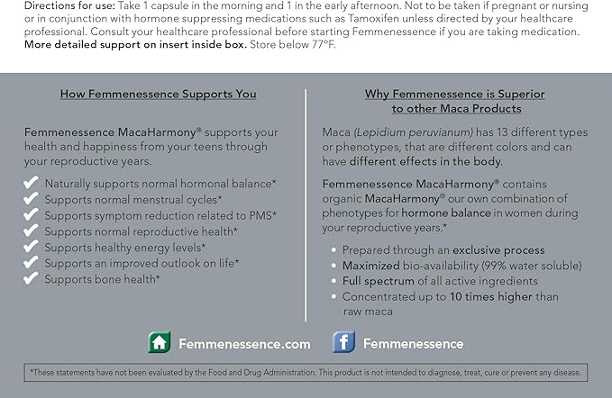 Femmenessence MacaHarmony - All Natural Gelatinized Maca Supplement to Support Women's Hormone Balance, PMS, Acne & Healthy Skin, Regular Menstrual Cycle & Fertility (240)