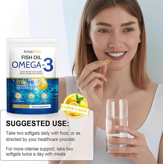 Fish Oil Softgels,Fish Oil Omega 3 Supplements Fatty Acids Including EPA and DHA for Women Men,240 Softgels