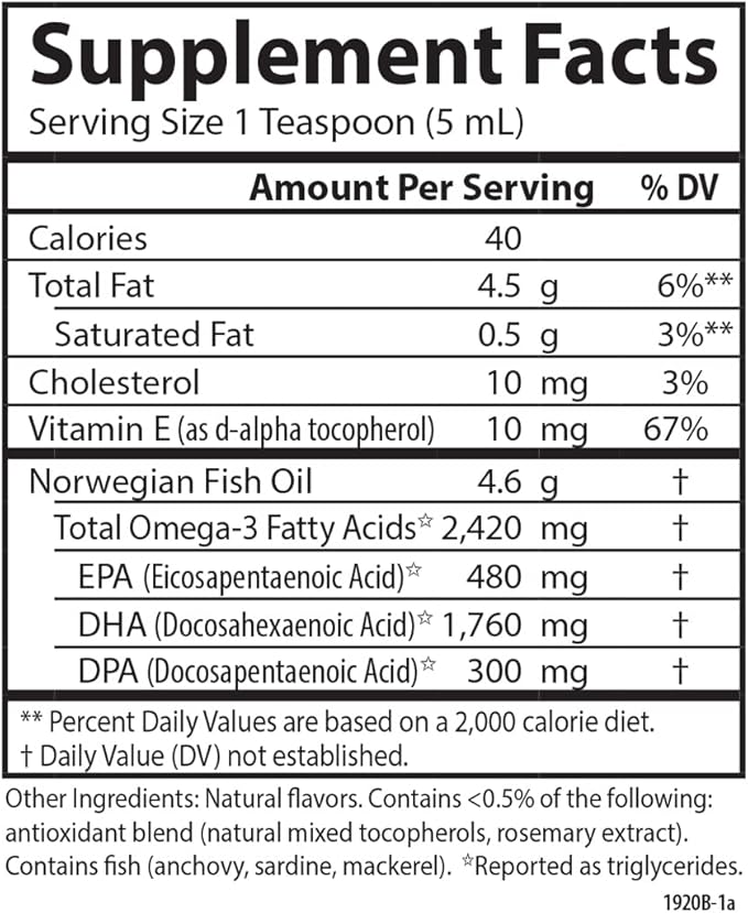 Carlson - Super DPA, 2,420 mg Omega-3s, 300 mg DPA, Heart Health, Cognitive Function, Berry Lemonade, 200 mL (6.7 fl oz)