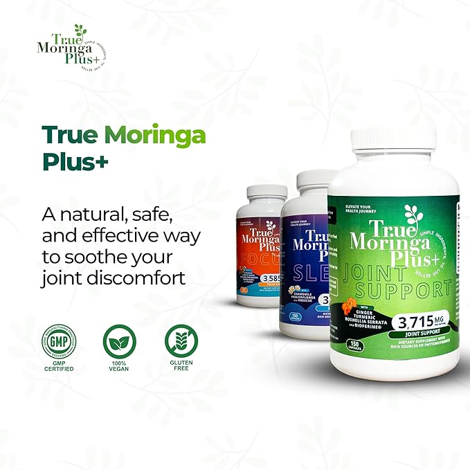 Joint Support Supplement 10:1 Extract | 20,000mg of Organic Moringa, Turmeric Curcumin, Ginger, Boswellia, BioPerine | Extra Strength Herbal Antioxidant for Adults (150 Capsules)