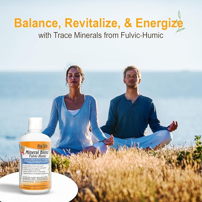 Vital Earth Minerals Detox & Wellness Support – Fulvic Humic Mineral Blend with 70+ Trace Minerals + Super Multi, Liquid Multivitamins, MTHFR Support, 32 Oz Ea
