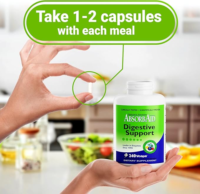 AbsorbAid Digestive Enzymes 240 vCaps, Proven to Increase Vital Nutrient Absorption by up to 71%