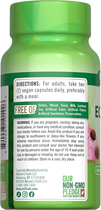 Nature's Truth Echinacea Extract Capsules | 1300mg | 100 Count | Non-GMO & Gluten Free