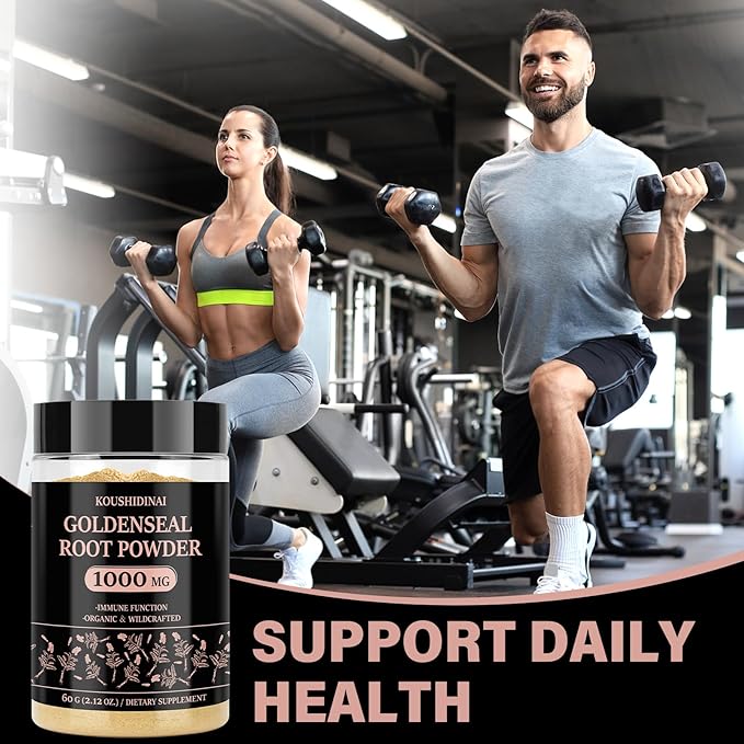 Goldenseal Root Powder Organic Supplement 1000 mg, Goldenseal Powder Supplement with Echinacea & Goldenseal for Immune & Gut Health, Pure & Natural(60 servings per bottle)