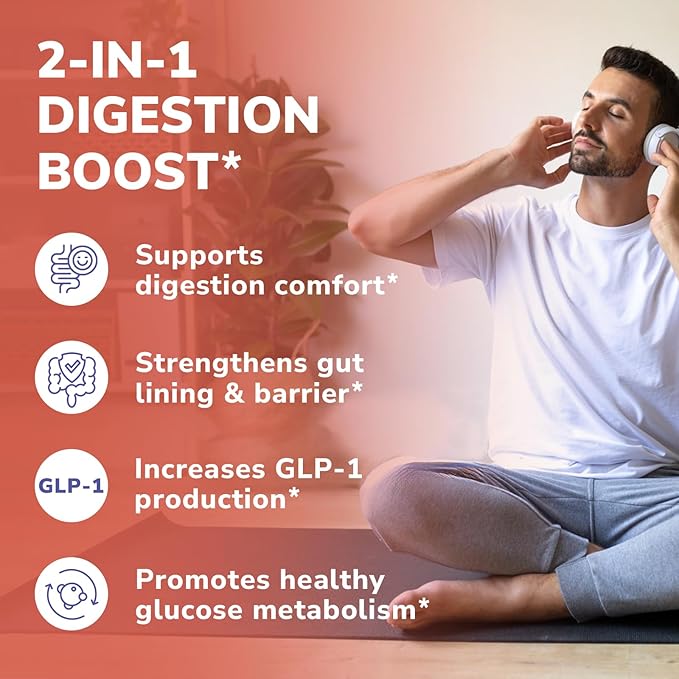 Akkermansia Muciniphila Probiotic 1 Billion TFU, w/Natural Prebiotic Inulin, Naturally Increases GLP-1, Healthy Digestion & Metabolism, Probiotic Supplement for Women & Men, 30 Capsules