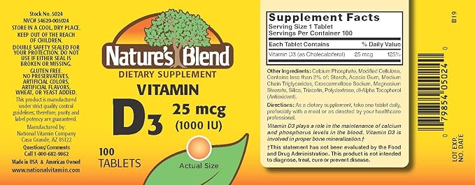 NAT B VIT D3 TB 1000IU 100 by Nature's Blend