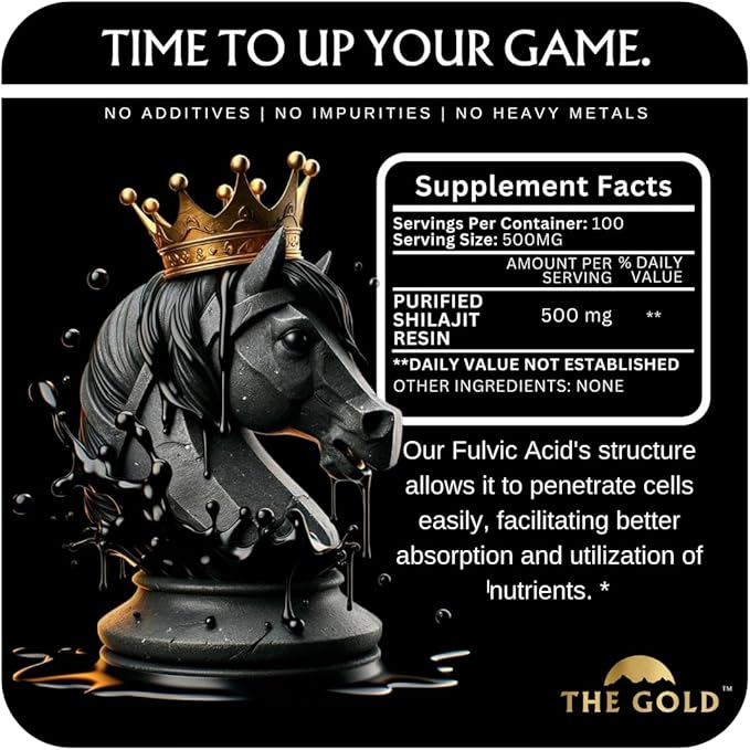 THE GOLD Shilajit Resin | Shilajit Pure Himalayan Organic Shilajit for Men & for Women Lab Test in USA Grade A+ All Natural Dietary Supplement with Fulvic Acid + Trace Minerals | 50 Grams 100 Servings