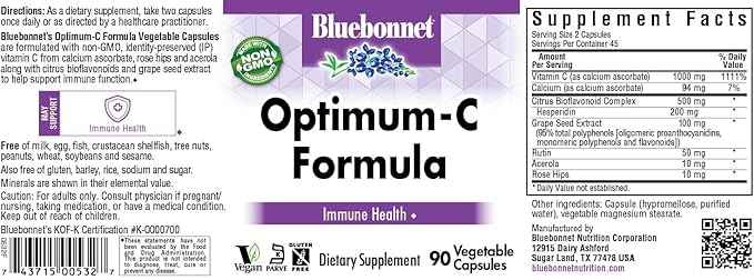 BlueBonnet Optimum C Formula Vegetable Capsules, 90 Count