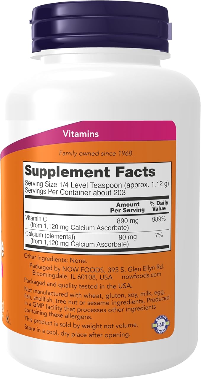 NOW Supplements, Calcium Ascorbate Powder, Buffered, Antioxidant Protection*, 8-Ounce (Pack of 2)