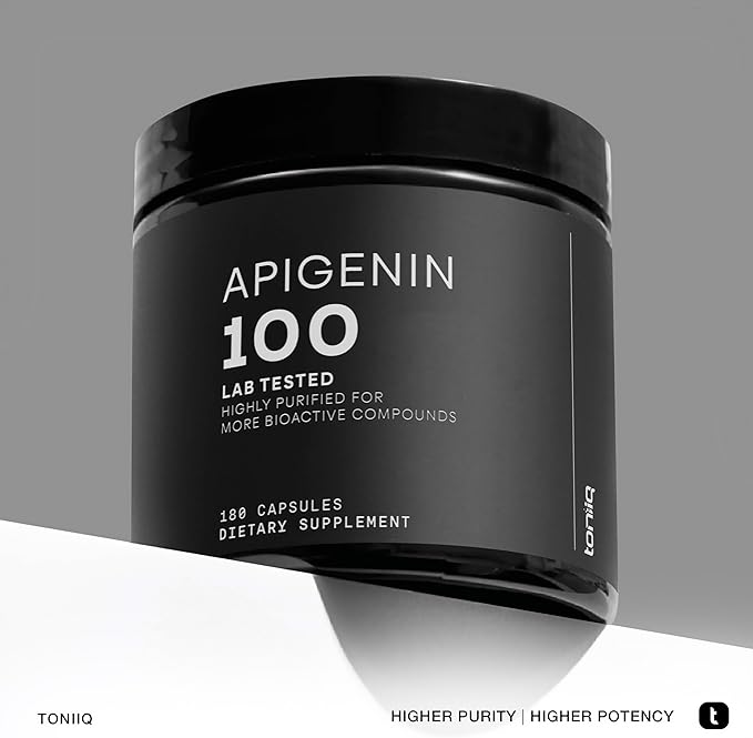 Toniiq Ultra High Strength Apigenin - 100mg Concentrated Formula - 98%+ Highly Purified - 180 Vegetarian Capsules
