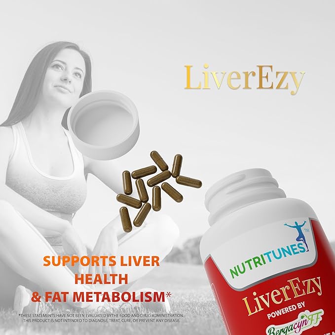 LiverEzy Liver Health & Fat Metabolism Supplement with Bergacyn FF (Bergamot and Artichoke Proprietary Blend) – Non-GMO, Vegan, GMP-Compliant – 30 Capsules, 30-Day Supply