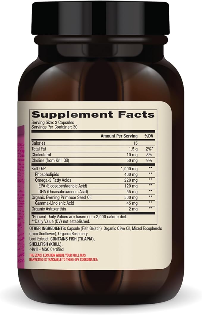 Dr. Mercola Krill Oil for Women - 2 mg Astaxanthin - MSC Certified Sustainable - Supports Brain, Skin & Immune Systems - with Omega-3s - Non-GMO, Gluten-Free & Soy-Free - 90 Capsules (30 Servings)