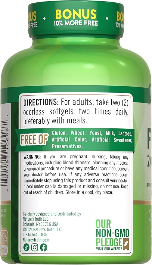Nature's Truth Fish Oil 2000mg | 110 Softgels | Omega-3 | Lemon Flavor | Non-GMO & Gluten Free Supplement