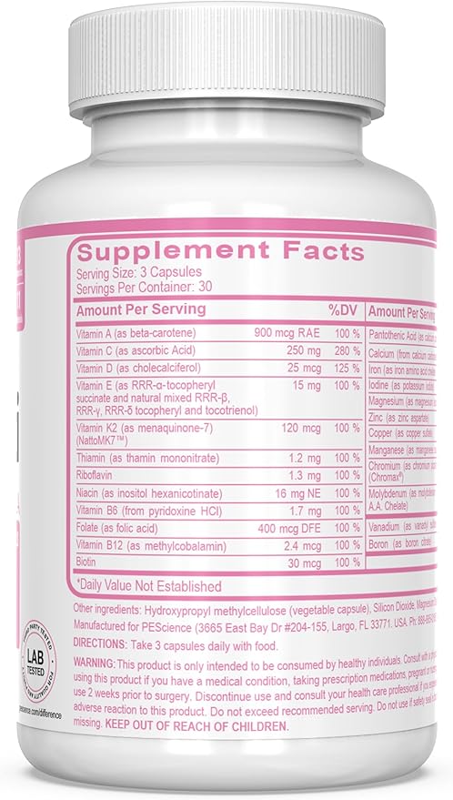 PEScience TruMulti Women's, Multivitamin with Premium Quality Vitamin C, D, Zinc for Immune Support, 90 Capsules