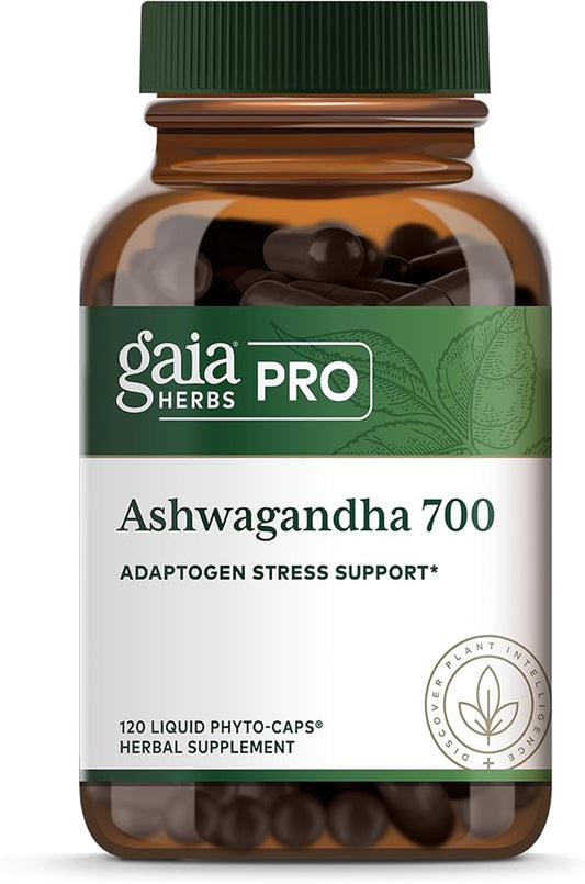 Gaia Herbs PRO Ashwagandha 700 - Healthy Immune Support Supplement* - Single-Herb Formula with Organic Ashwagandha - Vegan Gluten-Free Soy-Free - 120 Liquid Phyto-Caps (60 Servings)