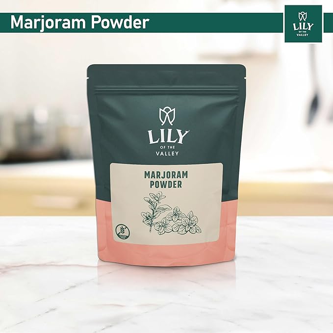 Lily of the Valley Marjoram Leaves Powder - All Natural Fresh Marjoram Ground - Mediterranean Spice Ideal for Cooking - Vegan & Gluten-Free - Packed in Resealable Ziplock Pouch (4oz, 453g)
