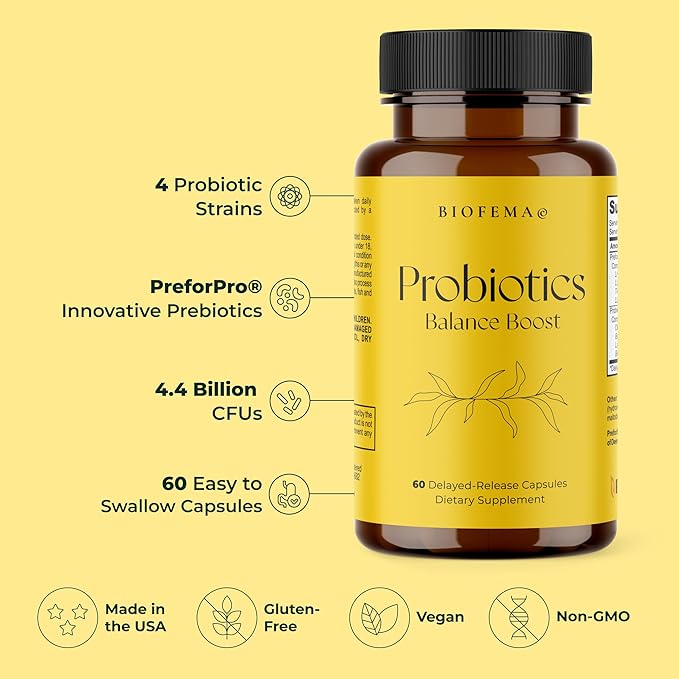 Balance Boost Women Probiotics - Supports Healthy Vaginal Flora, Odor Control, Yeast and ph Balance - Bacillus coagulans Boost - 60 Delayed-Release Capsules-PreforPro® & DE111® - 4.4 BLN CFUs