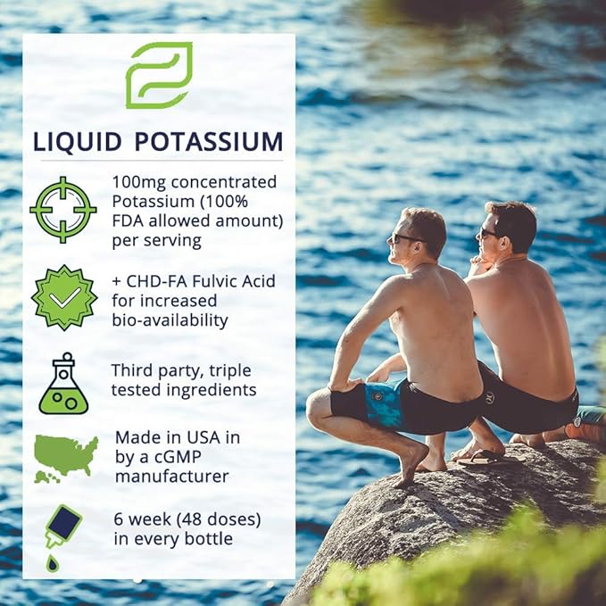 Liquid Ionic Potassium Citrate Supplement | Potassium Electrolyte | Support Healthy Heart | Healthy Gut pH Balance | Support Muscle Health | 8oz, 48 Day Supply