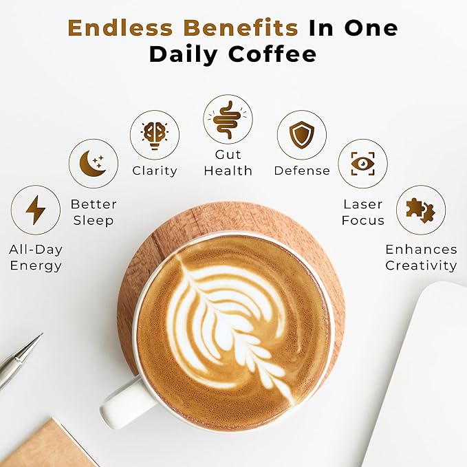 Organic Mushroom Coffee Certified Mold & Mycotoxin Free GrassFed Collagen Types I & III 8 Fruiting Body Mushrooms Tested for BetaGlucans Focus Energy Digestion & Immunity 15 Servings