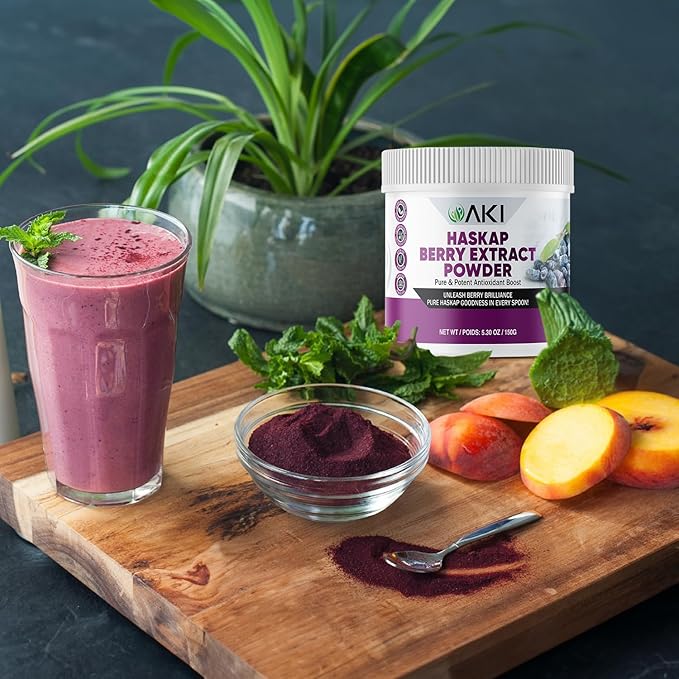AKI Haskap Berry Extract Powder - Rich in Antioxidants, Vitamin-C & Polyphenols - Extracted from Quality Dried Berries - No Added Artificial Flavors & Coloring - Boosts Energy Level (5.30Oz/150g)