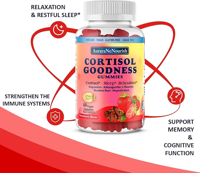 2 Packs Cortisol Supplement Gummies, 17-in-1 Cortisol Detox w. Magnesium Glycinate 400mg Ashwagandha, L-Theanine, Phosphatidylserine, Hormone Balanced for Women, Mood Focus, Sleep Support