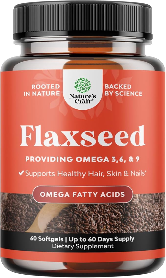 Flaxseed Oil 1000mg Softgels - High Potency Flax Seed Oil Softgels for Heart Health Digestion and Brain Support - Cold Pressed Organic Flaxseed Providing Plant Based Omega 3 6 9