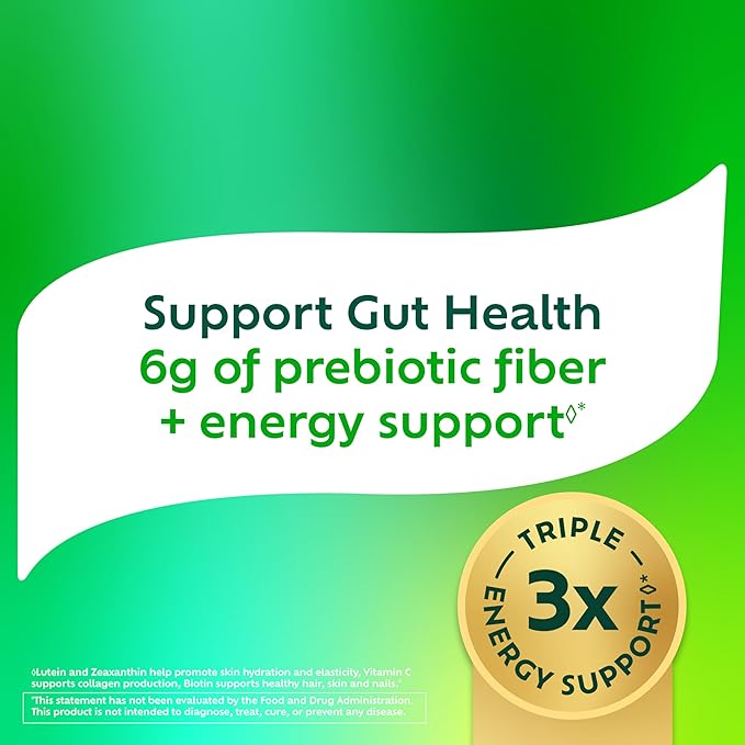 Benefiber Prebiotic Fiber + Supergreens Dietary Supplement Powder, Watermelon Lemonade Flavor, 8.8 oz (250g), 25 Day Supply