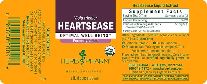 Herb Pharm Certified Organic Violet Liquid Extract, 1 Fl oz
