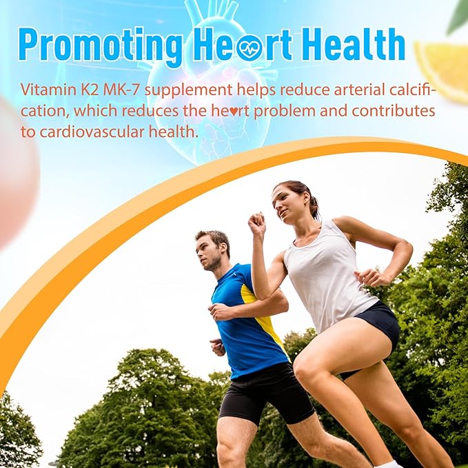 Vitamin K2 MK-7 Gummies 100mcg, Extra Strength K2 Vitamin Supplement for Bone & He-Art Support, Chewable Natural Orange Flavor, Non GMO, Vegan, 60 Gummies