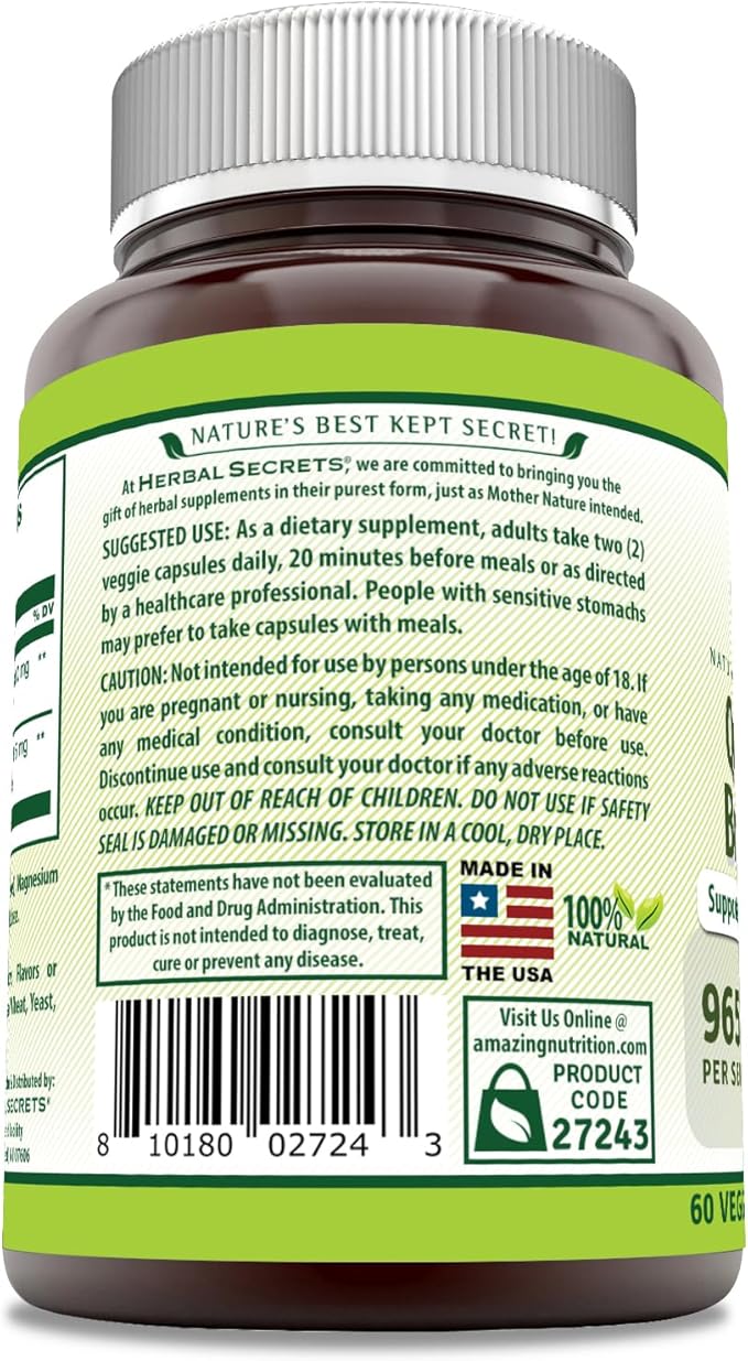 Herbal Secrets Quercetin 800 Mg with Bromelain 165 Mg Supplement | 60 Veggie Capsules | Non-GMO | Gluten-Free | Made in USA