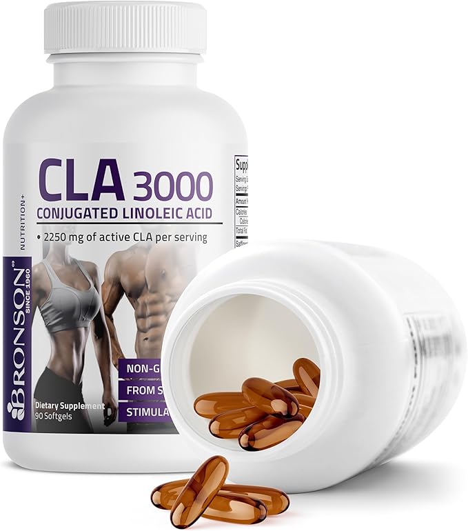 Bronson CLA 3000 Extra High Potency Supports Healthy Weight Management Lean Muscle Mass Non-Stimulating Conjugated Linoleic Acid, 90 Softgels