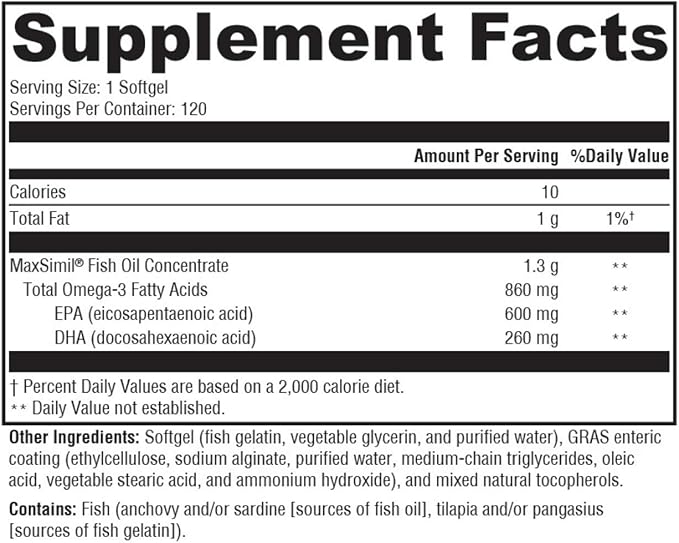 MYOXCIENCE Optimized Omega-3 Monoglyceride | Extra Strength Fish Oil | 600 mg EPA | 260 mg DHA | Monoglyceride Form | IFOS Certified | Enteric Coated (120 Softgels)