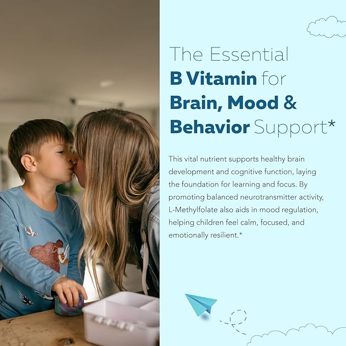 Organic Kids Methylfolate + Methyl B12 Cofactor - Organic Berry Flavor, Sublingual Form - 5-MTHF Form, Superior Form of Folate - Adjustable Dosing for All Ages - Mood, Behavior, Cognition - 1 oz.